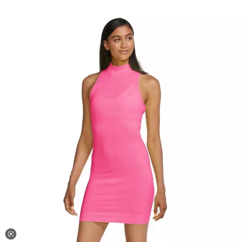 Nike Air seamless high neck monogram dress in pink